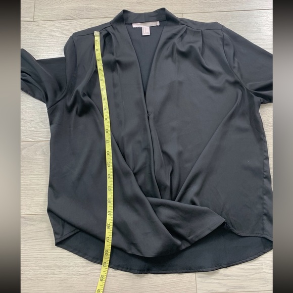Forever 21 Black Satin Long Sleeve Crossover Blouse Top - Picture 9 of 9